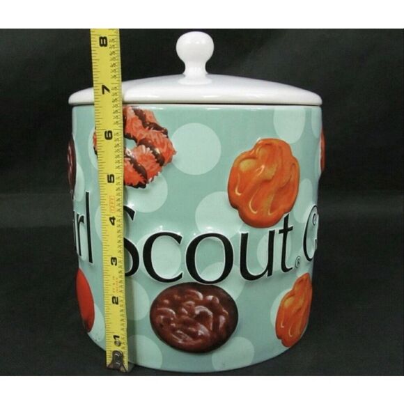 Y2K I Love Girl Scout Cookies Ceramic Jar With Lid Blue 3D Cookie Favorites 2006 - Picture 11 of 14